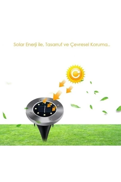 DDPEST Solar Güneş Enerjili 8 Ledli Çim Zemin Saplama Kazıklı Solar Bahçe Aydınlatma Çim Armatürü-ls - 3