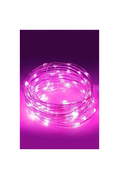 DDPEST B.Pil İle Çalışan Dekoratif 10 Metre Peri Led Işık Pembe Işık Aydınlatma (Piller Dahil Değildir)-B - 2