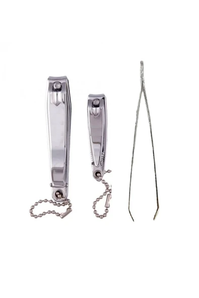 DDPEST Manikür Seti 3 Parça Büyük ve Küçük Tırnak Makası Cımbız 3'lü Set-NT