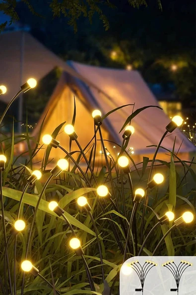 DDTREND 6 Ledli Solar Güneş Enerjili Ateş Böceği Çiçek Lamba 6 adet Led Işık Bahçe Lambası - 5