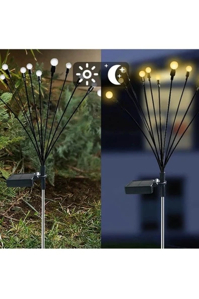 DDTREND 6 Ledli Solar Güneş Enerjili Ateş Böceği Çiçek Lamba 6 adet Led Işık Bahçe Lambası - 2