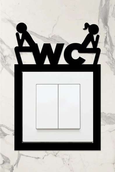 DDTREND Dekoratif Sticker Wc Tuvalet Priz Kenarı Süsü Mdf Ahşap Siyah Renk