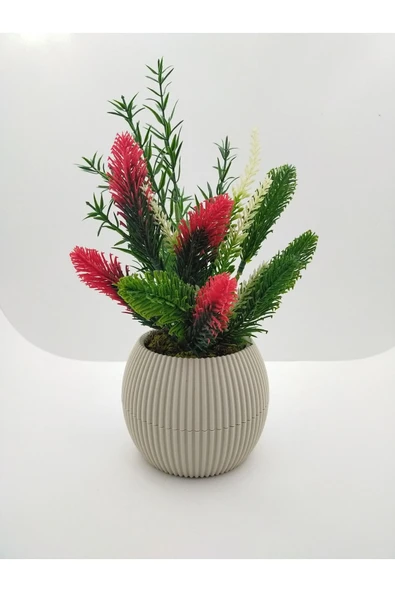 DDPEST DDS-203 Saksıda Yapay Çiçek Aranjman , Taş Yosunlu , Gerçekci Görünüm Yeni Trend-DS - Resim 2