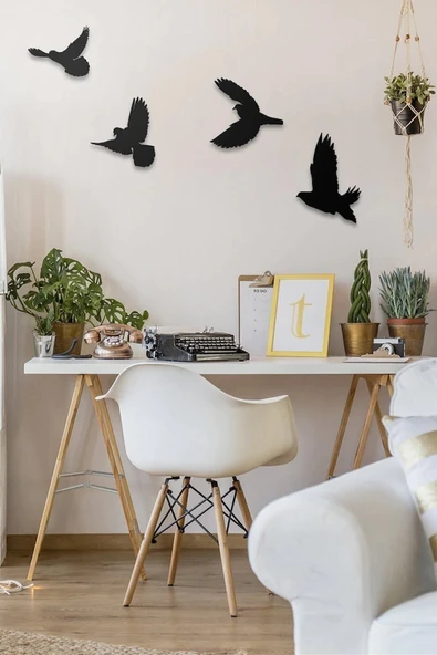 DDTREND Dekoratif Modern Dörtlü Kuş Duvar Süsü