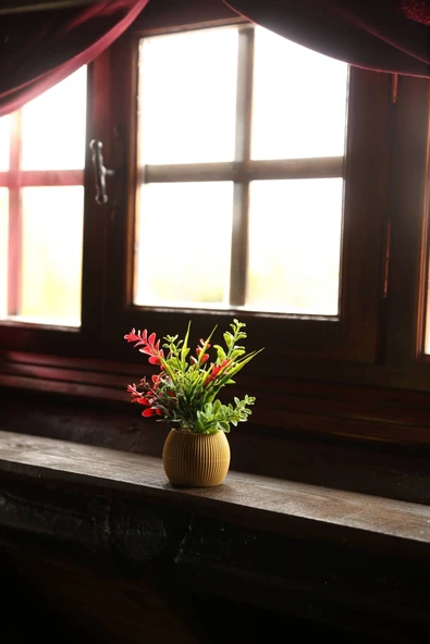 DDTREND DDS-101 Saksıda Yapay Çiçek Aranjman , Taş Yosunlu , Gerçekci Görünüm Yeni Trend - Resim 2