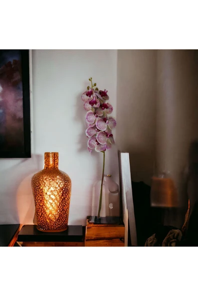 DDTREND Yapay Orkide 85 Cm Fuşya Beyaz, Bakım Gerektirmeyen Gerçek Görünümlü Orkide