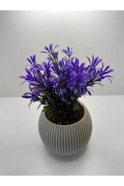 DDTREND Mini Saksıda Afrika Zambağı Yapay Bitki Gerçek Taş Yosunlu 18 Cm Dekoratif Banyo Mutfak Masa Çiçeği - 2