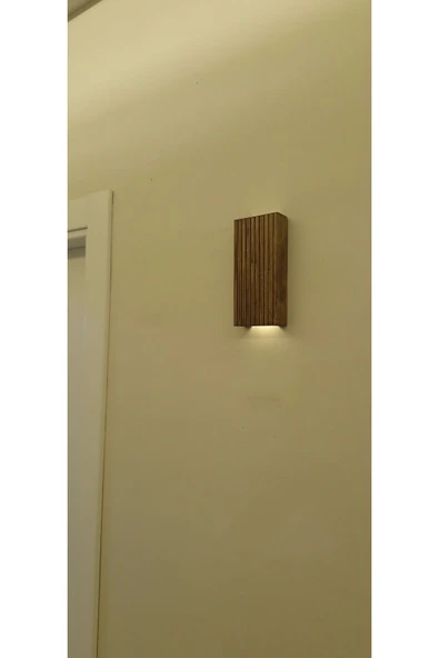 DDTREND Dekoratif Ahşap Ledli Pilli Aplik 20x10 Cm Duvar Balkon Antre Aksesuarı Otel Cafe Villa Bohem - 5