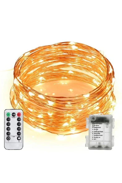 DDPEST 10 Metre Pil İle Çalışan Peri Tel Led Işık Kumandalı Animasyonlu Pilli Led Çok Amaçlı Aydınlatma