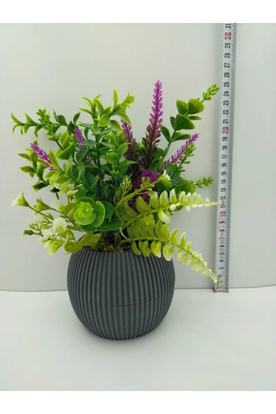 DDTREND DDS-201 Saksıda Yapay Çiçek Aranjman , Taş Yosunlu , Gerçekci Görünüm Yeni Trend - 3