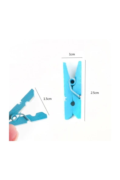 DDPEST 50 Adet Renkli Mandal Dekoratif Fotoğraf , Süsleme, Not Mandalı Mini Mandal Minik  Ahşap Mandal - 2