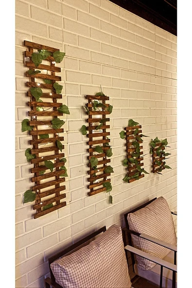 DDTREND Dekoratif 4 Parça Peri Ledli Sarmaşıklı Merdiven Tipi Ahşap Dikey Bahçe Tablo ( Piller Dahil ) - 3