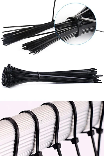 DDTREND 50 Adet A Kalite Siyah Plastik Kelepçe , Cırt Kablo 2,5 mm En - 10 cm Uzunluk