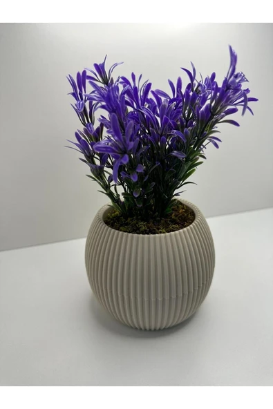 DDTREND Mini Saksıda Afrika Zambağı Yapay Bitki Gerçek Taş Yosunlu 18 Cm Dekoratif Banyo Mutfak Masa Çiçeği - 4