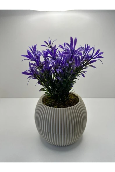 DDTREND Mini Saksıda Afrika Zambağı Yapay Bitki Gerçek Taş Yosunlu 18 Cm Dekoratif Banyo Mutfak Masa Çiçeği - 3