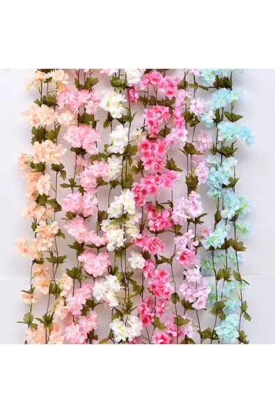 DDTREND Yapay Çiçek Bahar Dalı Sarmaşık Japon Kiraz Çiçekli 230 Cm 18 Çiçekli - 5