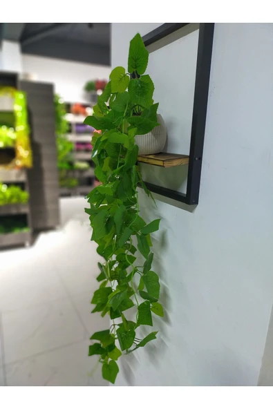 DDTREND Ahşap Çerçeve Raflı Saksıda Sarkan Üzüm Yaprağı 5 Dal Sarmaşık Yapay Çiçek - 6