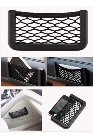 DDTREND Araç İçi Telefon Tutucu Torpidoya Yapışan File/ Araba Karavan Düzenleyici Organizer File 15*8 Cm