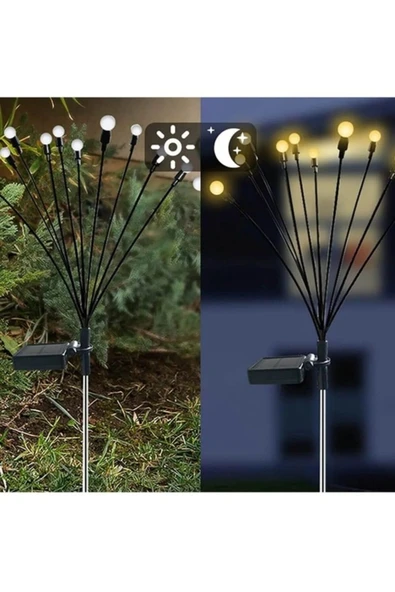 DDPEST 6 Ledli Solar Güneş Enerjili Ateş Böceği Çiçek Lamba 6 adet Led Işık Bahçe Lambası - 2