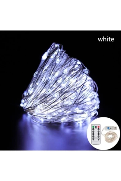 DDTREND Kumandalı 8 Modlu Usb Ile Çalışan 5 Metre Dekoratif Peri Led Beyaz Yılbaşı Süsü