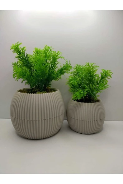 DDTREND 2 Li Saksıda Çim Yeşili Yapay Bitki Garnitür Taş Yosunlu Dekoratif Banyo Mutfak Masa Çiçeği - 5