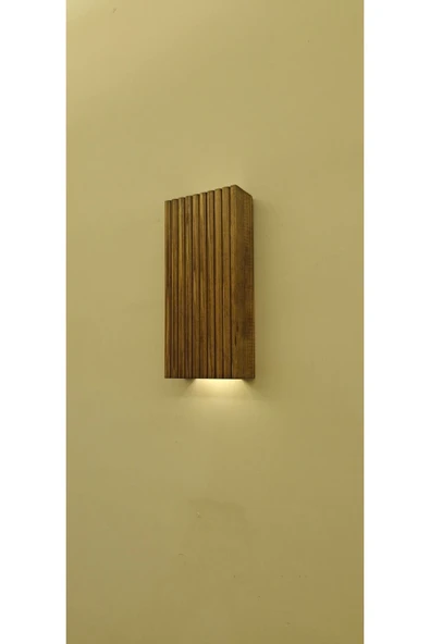 DDTREND Dekoratif Ahşap Ledli Pilli Aplik 20x10 Cm Duvar Balkon Antre Aksesuarı Otel Cafe Villa Bohem - 4