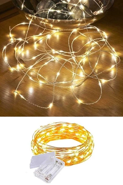 DDPEST Pil Ile Çalışan Dekoratif 5 Metre Peri Led Işık Sarı Işık Çok Amaçlı Aydınlatma Piller Dahildir-ls - 3