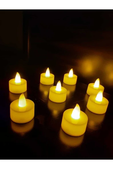 DDTREND 8 Adet Led Mum Tealight Kokusuz Sarı Sabit Işıklı Piller Dahil Parti Yılbaşı Süs Hediye - 2