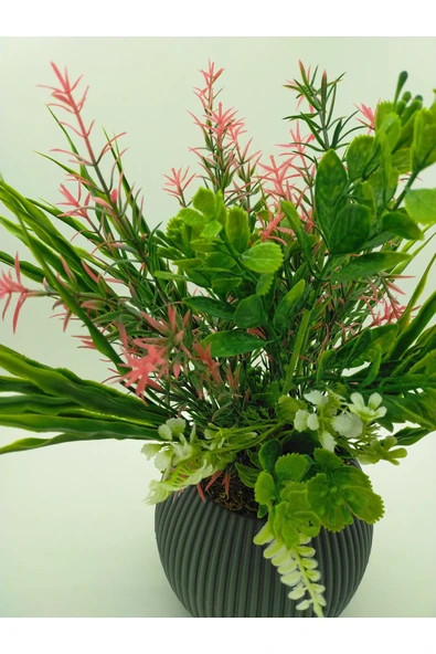 DDPEST DDP-302 Saksıda Yapay Çiçek Aranjman , Taş Yosunlu , Gerçekci Görünüm Yeni Trend - 3