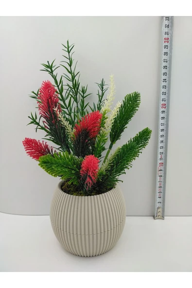 DDPEST DDP-203 Saksıda Yapay Çiçek Aranjman , Taş Yosunlu , Gerçekci Görünüm Yeni Trend - Resim 3