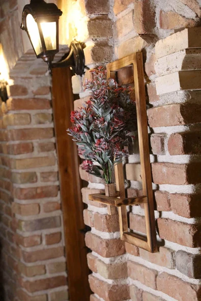 DDPEST Duvar Saksısı Dekoratif Ahşap Saksıda Yapay Çiçek Aranjman DDS-A206