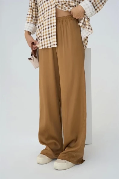 Lastikli Pantolon - Taba