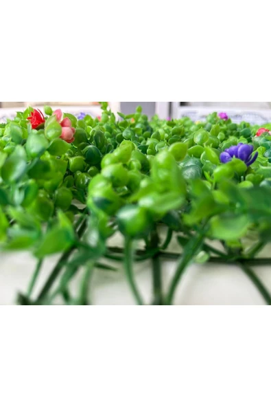 DDPEST Dekoratif Çiçekli Dolgun Model Yapay Bitki Duvar Kaplama Panel Şimşir Tabaka 40x60 cm Dikey Bahçe - Resim 4