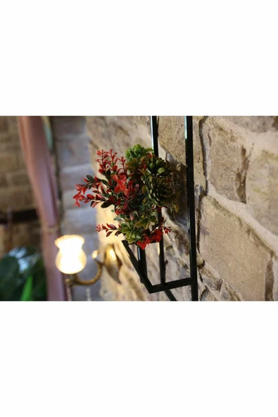DDPEST Duvar Saksısı Dekoratif Metal Saksıda Yapay Çiçek Aranjman DDS-M200 - 6