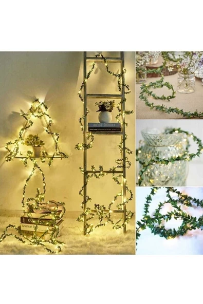 DDPEST 5 Metre Peri Led 5 Metre Telli Taç Sarmaşık Yaprak ( 1 Cm ) Şerit Tel Yapay Yaprak-ls - 6
