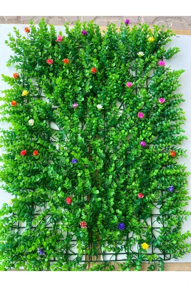 DDPEST Dekoratif Çiçekli Dolgun Model Yapay Bitki Duvar Kaplama Panel Şimşir Tabaka 40x60 cm Dikey Bahçe - Resim 2