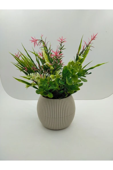 DDPEST DDP-208 Saksıda Yapay Çiçek Aranjman , Taş Yosunlu , Gerçekci Görünüm Yeni Trend - Resim 3