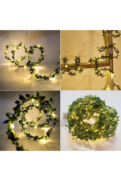 DDPEST 5 Metre Peri Led 5 Metre Telli Taç Sarmaşık Yaprak ( 1 Cm ) Şerit Tel Yapay Yaprak-ls - 3
