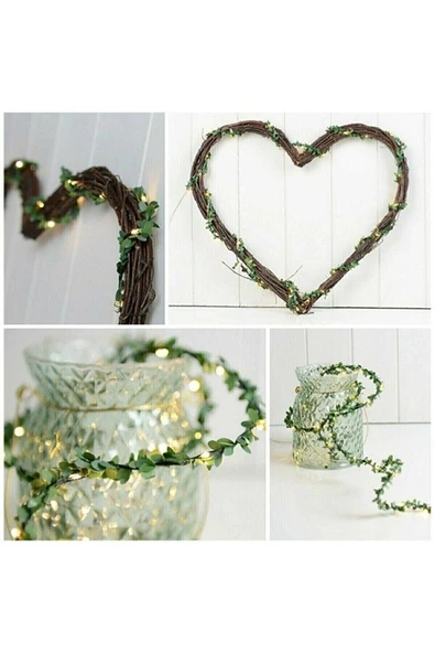 DDPEST 5 Metre Peri Led 5 Metre Telli Taç Sarmaşık Yaprak ( 1 Cm ) Şerit Tel Yapay Yaprak-ls - 5