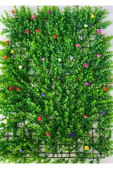 DDPEST Dekoratif Çiçekli Dolgun Model Yapay Bitki Duvar Kaplama Panel Şimşir Tabaka 40x60 cm Dikey Bahçe ürün görseli