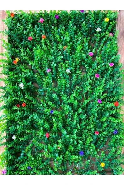 DDPEST Dekoratif Çiçekli Dolgun Model Yapay Bitki Duvar Kaplama Panel Şimşir Tabaka 40x60 cm Dikey Bahçe - Resim 5