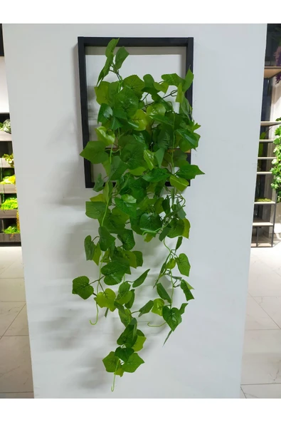 DDPEST Ahşap Çerçeve Raflı Saksıda Sarkan Üzüm Yaprağı 5 Dal Sarmaşık Yapay Çiçek - 4