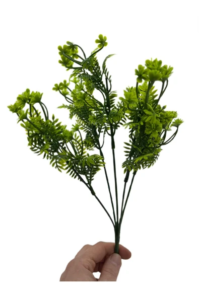 DDPEST 5 Dallı Yeşil Dekoratif Yapay Çiçek 5 Dal Demet Yapay Çiçek 30 cm