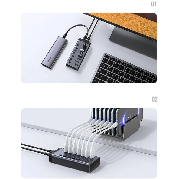 UGREEN 30778 7 Port 5Gbps (USB 3.0 Bağlantı Noktasında) Aktarım Hızı Hub Çoklayıcı ve Şarj İstasyonu - 4