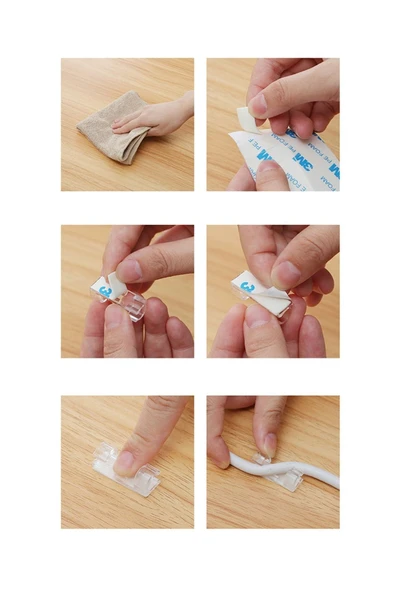 DDTREND 20li Şeffaf Kablo Sabitleyici Düzenleyici Klips Duvar Fayans Cam Yapışkanlı Kablo Tutucu 20 Adet - 2