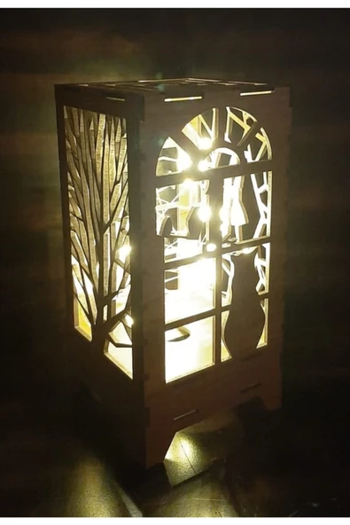 DDTREND Dekoratif Ahşap Masa Süsü Pilli Peri Ledli Lamba, Yılbaşı Hediyesi, Hediyelik Abajur - 3