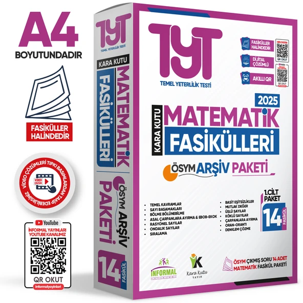 2025 YKS-TYT MATEMATİK Kara Kutu 1.Cilt Fasikül SETİ (14lü) ÖSYM Çıkmış Soru Bankası Çözümlü PAKET - 2