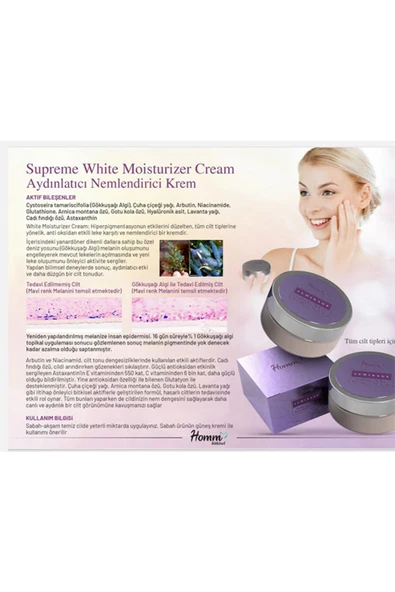 Homm Life HOMM LİFE AYDINLATICI NEMLENDİRİCİ KREM SUPREME -WHITE MOISTURIZER CREAM 45 ML - 2