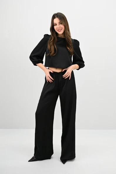 Kadın Truvakar Kol Bol Paça Saten İkili Takım 4236-25 - 3