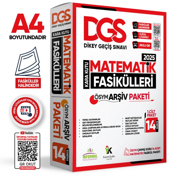 2025 DGS MATEMATİK Kara Kutu 1.Cilt Fasikül SETİ (14lü) ÖSYM Çıkmış Soru Bankası Çözümlü PAKET - 2